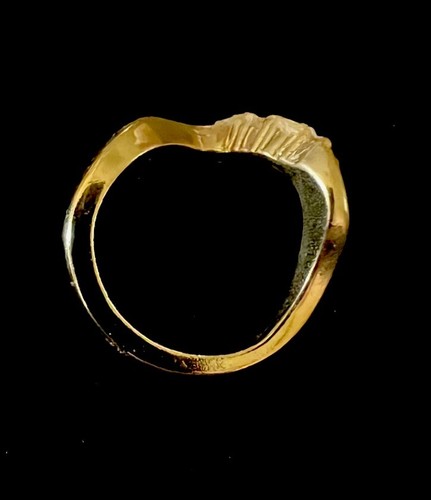 Anello Vintage Tono Oro Unico Twist Misura 5.0 Con 4 Strass Acquamarina Blu - Foto 2 di 4