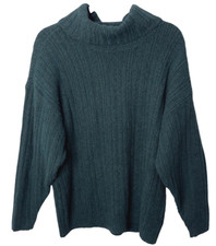 Cabi 3885 S Tryst Pullover Teal Green Shadow Cowl Turtleneck Sweater Chunky