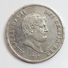 Naples Two Sicilies beautiful plate 120 grain 1857 Ferdinand II Bourbon