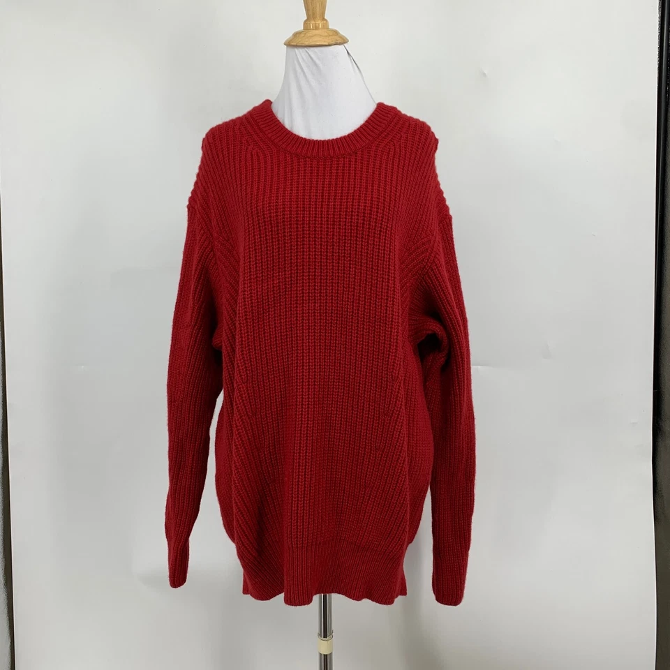 Athleta свитер женщин L большой красный каскад экипажа шерстяная смесь вязаный ребристый пуловер - Изображение 2 из 4