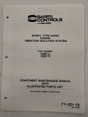 Barry Controls Type 92882 Engine Vibration Isolation System Maintenance ...