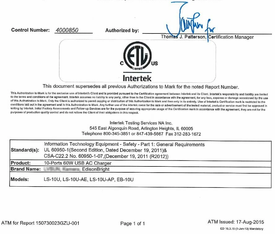 EdisonBright 60 Watts 10 Port USB universal charger Multi Port f/iphone/ipad/tab - Image 3 of 3