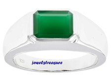 Natural Green Onyx Gemstone with 925 Sterling Silver Ring for Men's 0849