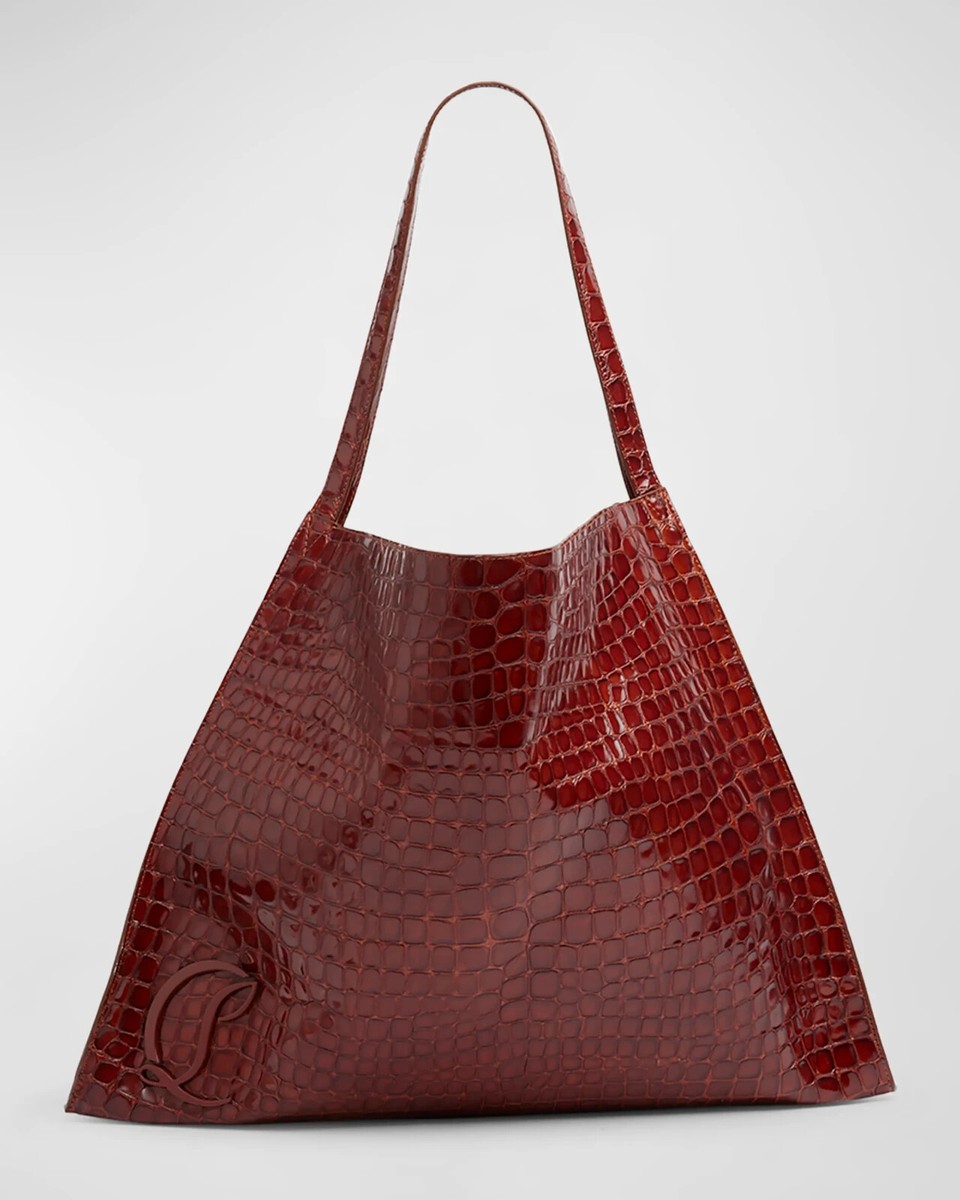 Christian Louboutin Crocodile Embossed Leather Tote Bag New With