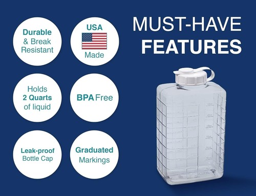 Clear Refrigerator Bottle 2 Quart Flip Spout Leak-Proof Cap - Made in the USA - Picture 4 of 8