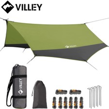 VILLEY Lluvia Mosca Lluvia Lona Heptagonal Impermeable Camping Lona Hamaca Tienda 13 x 11.5 ft