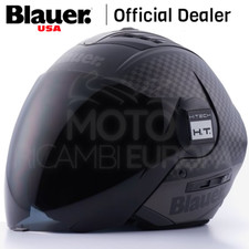 CASCO BLAUER JET MOTO SCOOTER DOPPIA VISIERA GRAFICA REAL B NERO OPACO TITANIUM