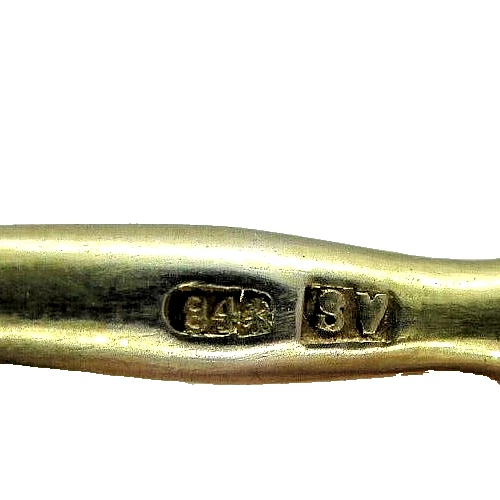 Antiguo cuchillo y tenedor ruso de plata 84 1880 grabado lavado en oro Vasily Agafonov Foto 4 de 4
