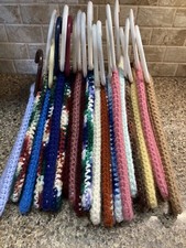 20 Vintage Crocheted Handmade Yarn Knit Coat Hangers Lot of Granny Colorful