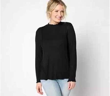 #1131 LOGO Life by Lori Goldstein Waffle Mock Neck Top Size S