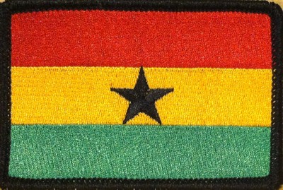 GHANA Flag Patch With Hook & Loop Fastener BLACK BORDER #6