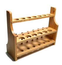 Eisco Laboratory Wood Test Tube Rack, 13 Hole, 6 Pin - 2 Shelves, 20mm Hole Size