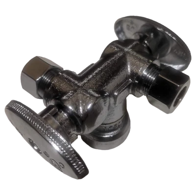 1 Pack XFITTING 1/2" Push Fit Dual 3/8" OD Comp. Angle Valve , Lead Free Brass