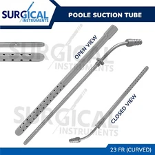 Poole Suction Tube 23 French Curved Surgical Medical Instruments German Grade
