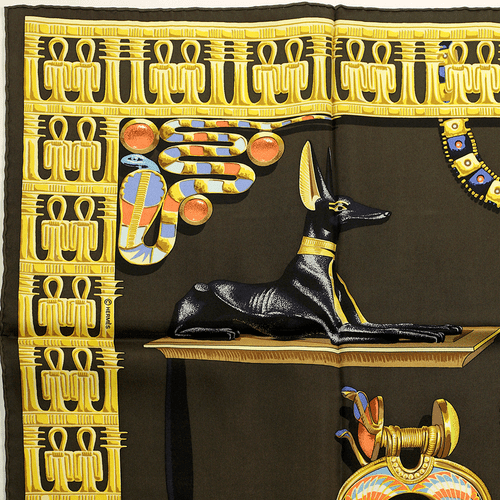 Hermes Scarf TUTANKHAMUN 90cm Silk Foulard Carre VLADIMIR RYBALTCHENKO - Picture 6 of 7