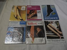 LOT NEW RETRO Vintage 6 Pcs.elastic crepe nylon stockings Strumpf Size:8 1/2-9