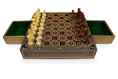 Holz Schach /Dame Brett  mit Schubladen    BM400 F - Picture 4 of 8