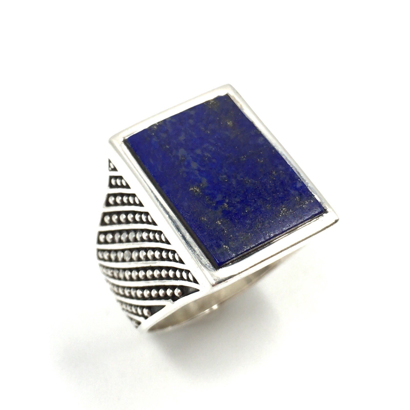 925 Silver Solid Signet Ring Lapis Lazuli Ring Mo… - image 1