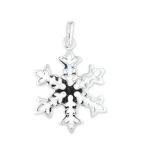 Solid Sterling Silver Snowflake Winter Snow Necklace with 18'' chain