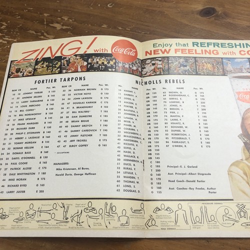 Vintage 1963 Fortier Tarpons Vs Nicholls Rebels Program New Orleans See Pics - Photo 2/2