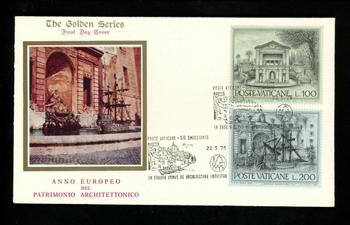 Postal History Vatican City FDC #573-578 SET 3 Architecture Heritage Year 1975 - Picture 3 of 6