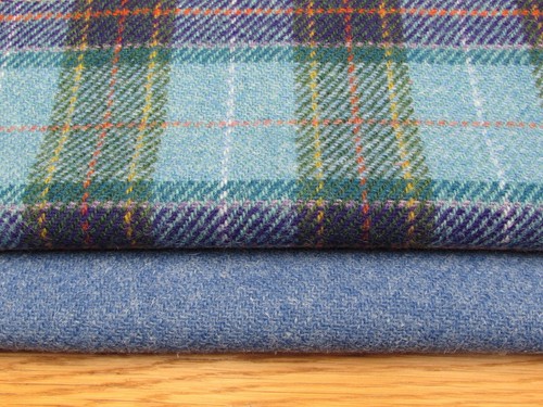 2 Piece Harris Tweed Craft Bundle with Label - Blue Purple Tartan - Picture 2 of 5