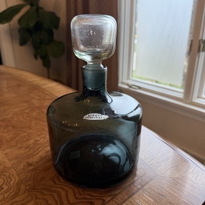 HTF Vintage MCM Blenko Glass 5816s Decanter 8” W/Stopper Charcoal