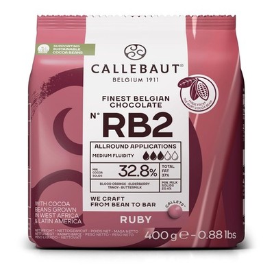 CALLEBAUT Receipe RB2 - Ruby Kuvertüre Callets, Pink, 32,8% Kakao (400G)
