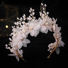 Women's Elegant French Floral Pearl Beaded Headband Fashion Accessory FD1216