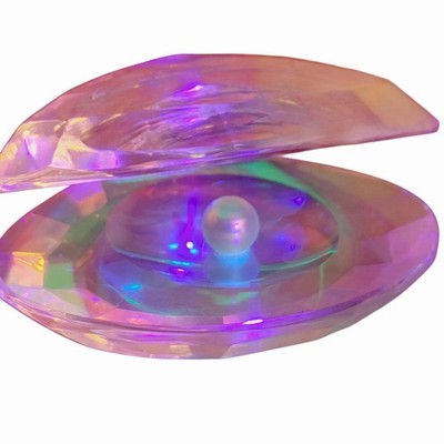 Oleg Cassini Crystal Oyster Clam Shell Paperweight Faux Pearl Iridescent Signed