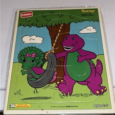 BARNEY  BABY BOP Backyard Fun 1993 Vintage Playskool Frame Tray Puzzle