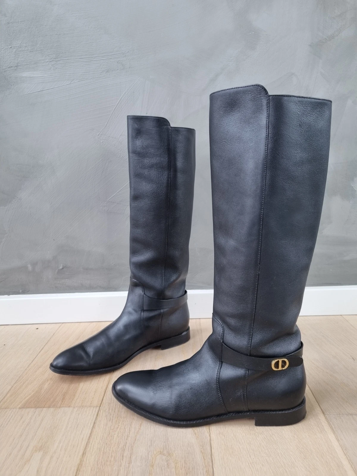 **Christian Dior** Bottes d'équitation Empreinte cuir noir taille 40