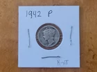 1942 (P) Mercury Dime 90% Silver Very Fine VF