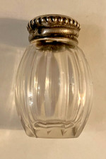 MINIATURE VINTAGE CRISTOFLE CAST GLASS & WHTE METAL PEPPER POT 4cm (SP1)