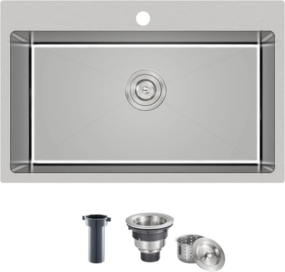 #ad #ad 30quot;x18quot; 304 Stainless Steel Drop In Single Bowl Sink Brushed Finish 9quot; Deep 🛁 $160.99