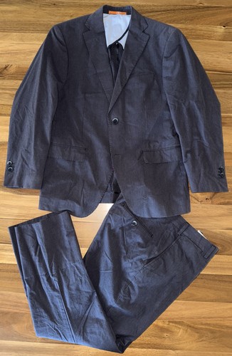 Brioni Bianco Suit Grey Mens 36S US 46S EU Modern Fit Cotton Pants 30x28