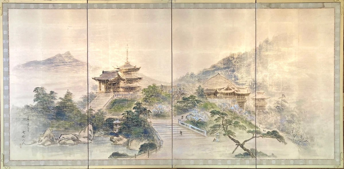 屏风古董日本画作、画卷| eBay