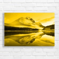 Huge Mountain Lake Yellow Canvas Print Large Picture Wall Art