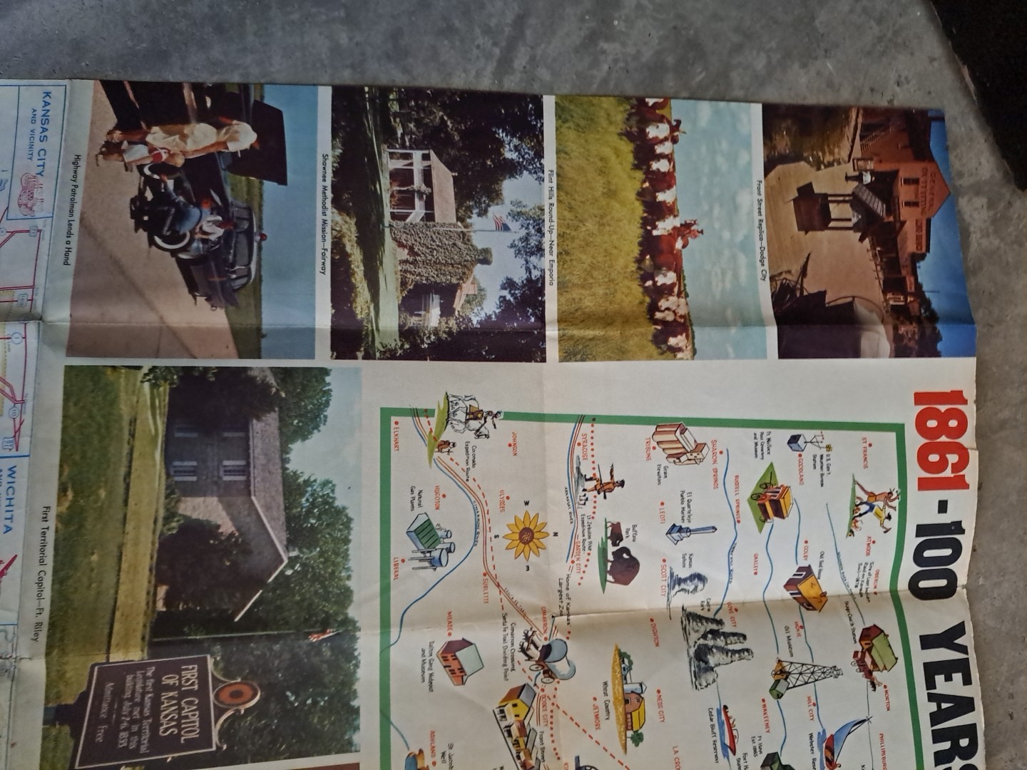 1961 Kansas Centennial (100 Years) Highway Map Official Centennial