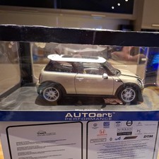 Modellino tetto 1:18 AUTOart MINI Cooper S 2006 argento scintillante metallizzato/bianco RARO