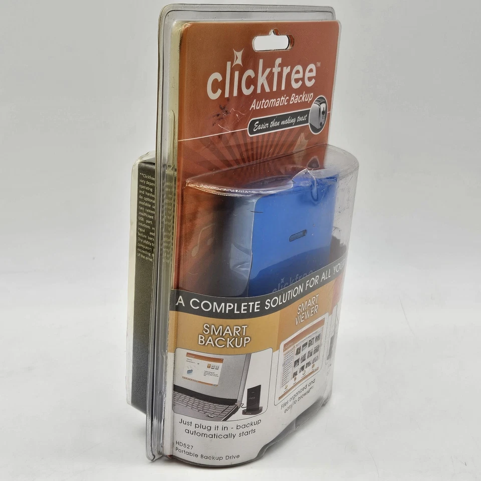 Clickfree Automatic Back Up Drive HD527 500GB Portable Backup Drive Blue NOS - Image 2 of 4