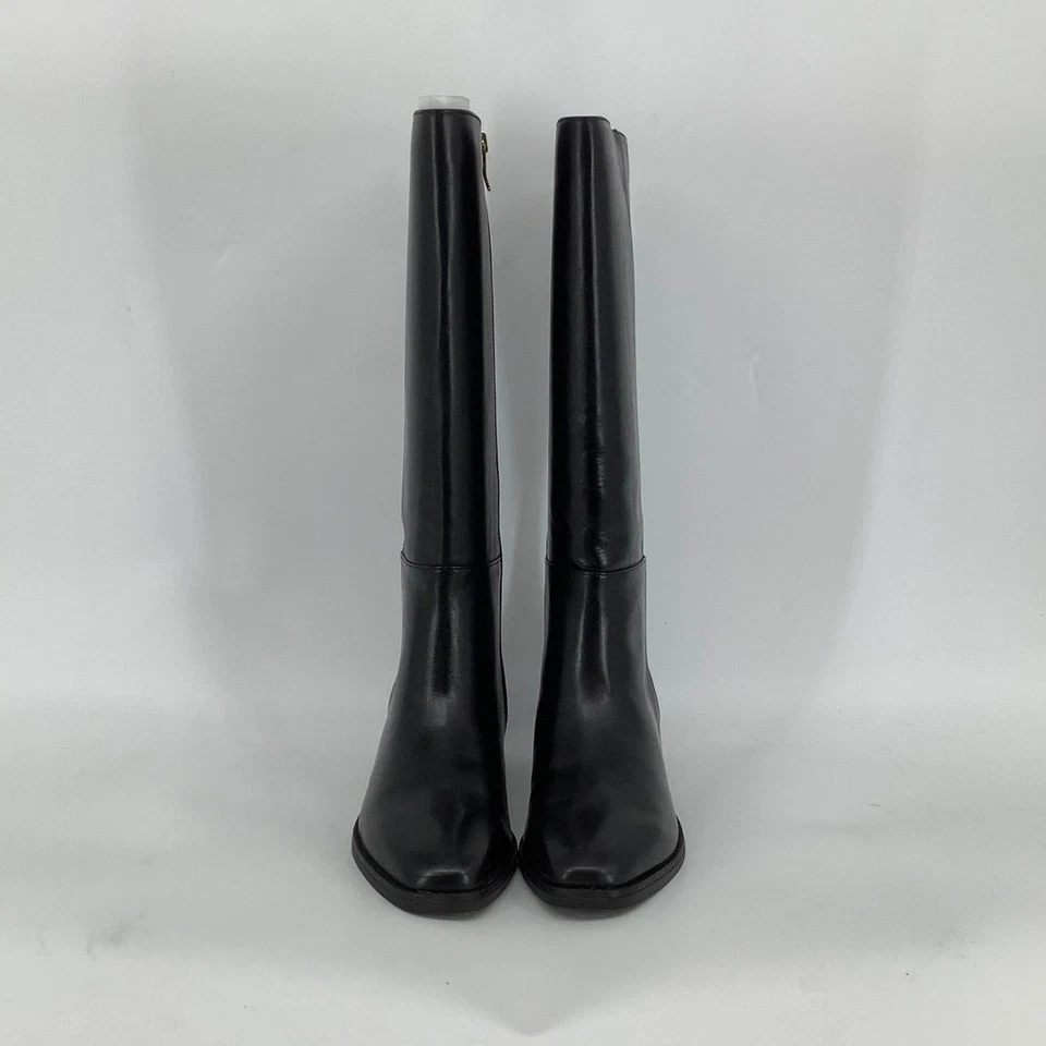 Botas informales Easy Spirit 10W de cuero Loretta negras tacón alto hasta la rodilla FF-45 Foto 2 de 4