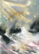 Original Watercolor Painting, Abstract landscape by Vasil Vasilev