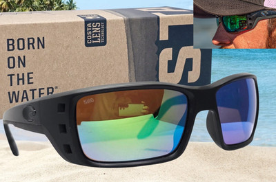 COSTA DEL MAR blackout/green mirror PERMIT polarized 580G sunglasses NEW IN BOX