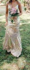 Sleeveless Gold Iridescent Sequin Dress with Lace-Up Back