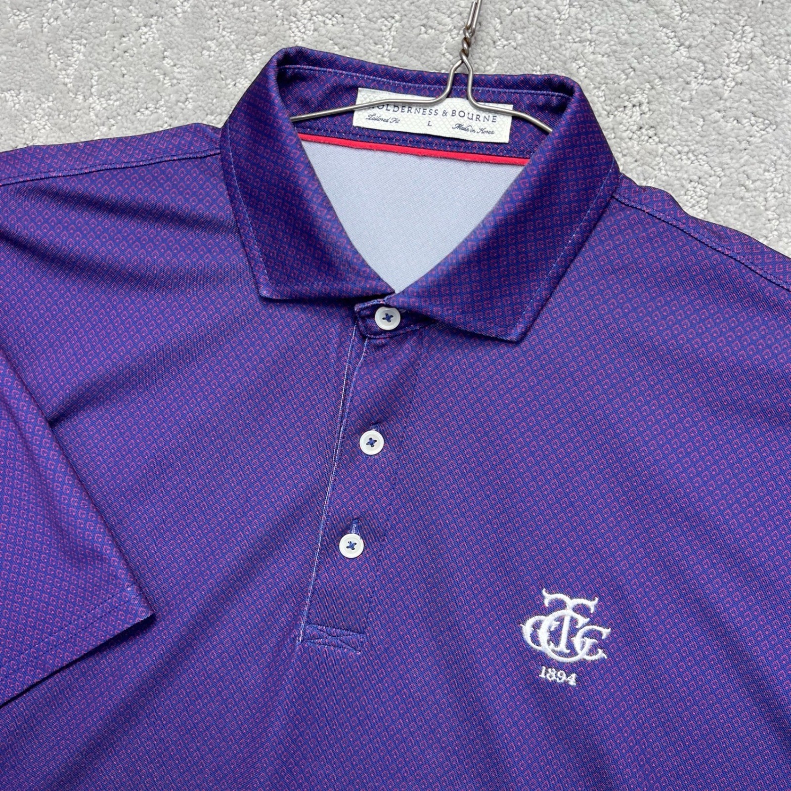 Holderness & Bourne Polo Shirt Mens Large Purple The Draper Navy Liberty Golf