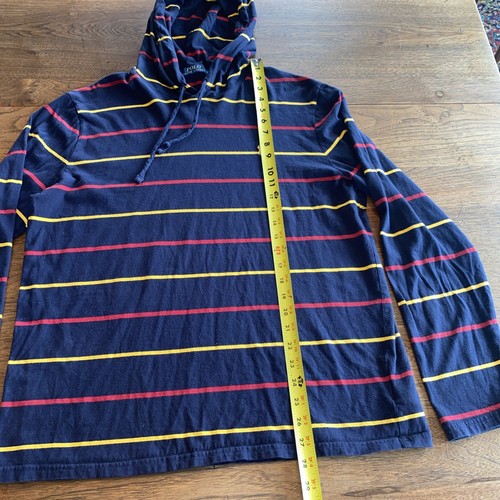 Polo Ralph Lauren Hooded Shirt Size L Striped Navy Blue, Yellow, Red - Picture 5 of 13