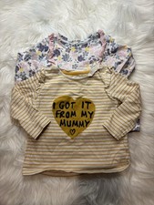 Very & F&F Bundle of 2 Long Sleeve Tops - Floral & Mustard Striped - Size 6-9 M
