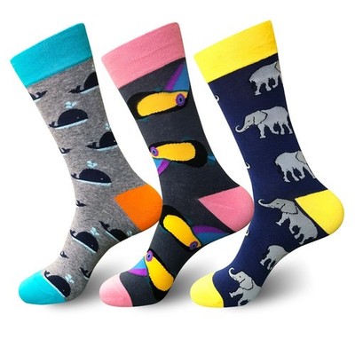 Men's mid socks Men's Cotton Colorful Funky Crew Socks 3-Pack