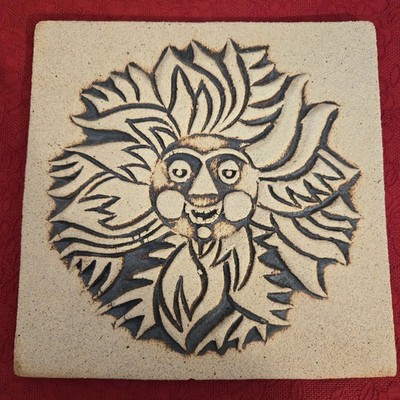 Vintage John Wenzel Clayworks- Sun Tile- Art Pottery Clay- Mid Century Modern